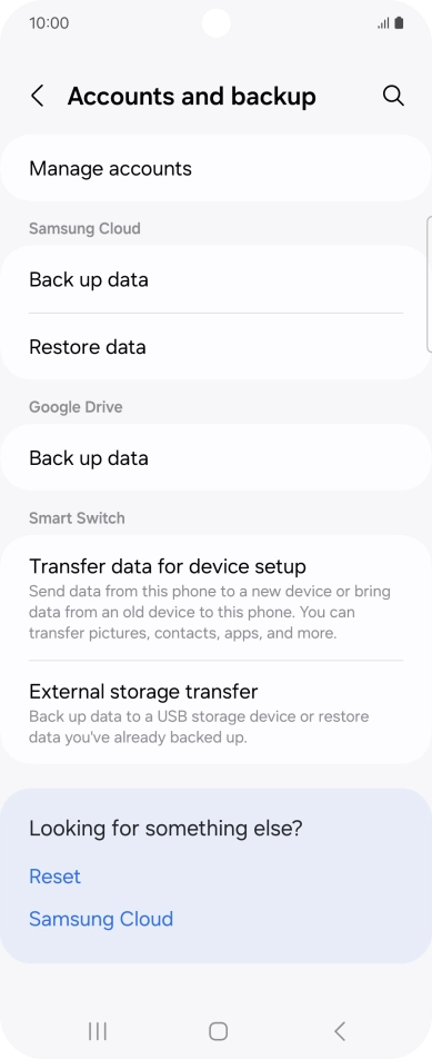 Press Manage accounts.