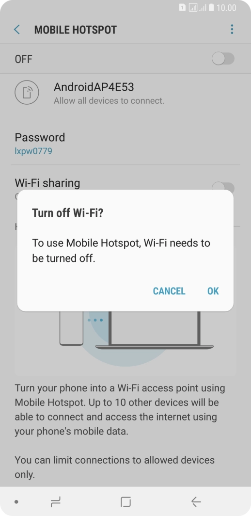If Wi-Fi is turned on, press OK.