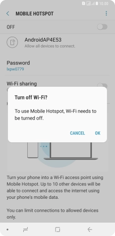 If Wi-Fi is turned on, press OK.