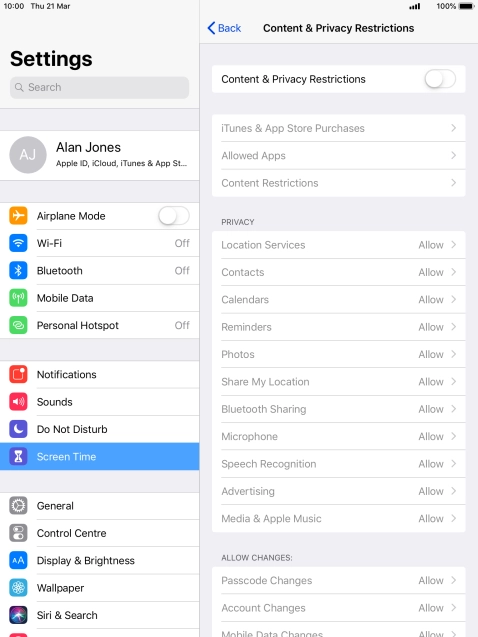 Press the indicator next to 