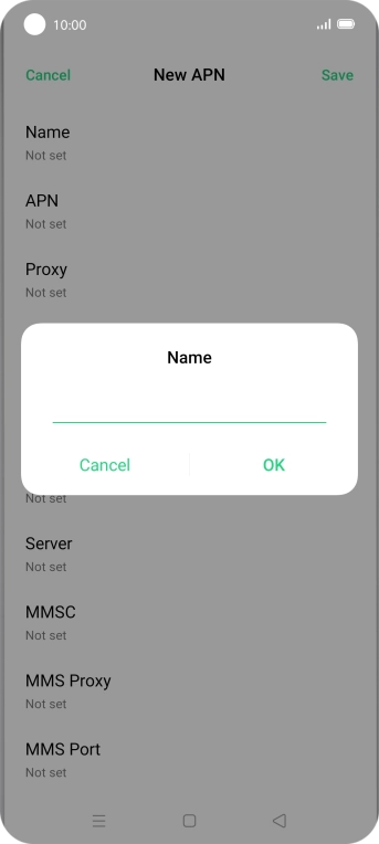 Key in EE Internet and press OK.