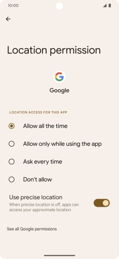 Press the required setting.