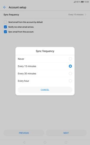 Press the required setting.