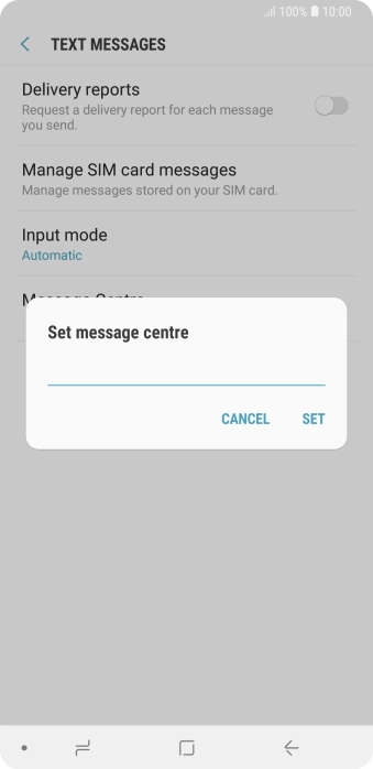 Key in +447958879879 and press SET.