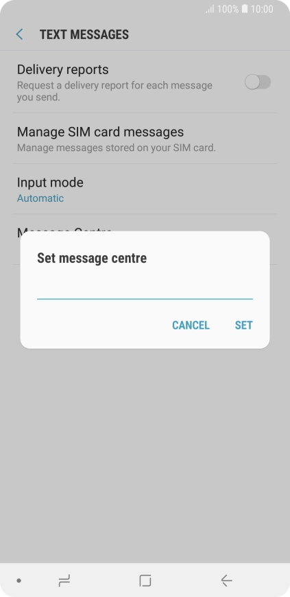 Key in +447958879879 and press SET.