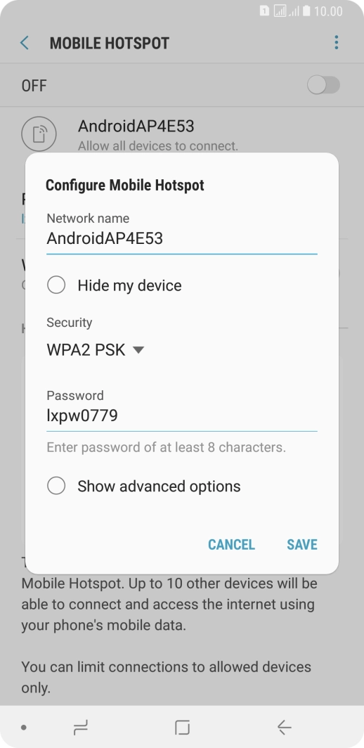 Press the field below 