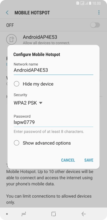 Press the field below 