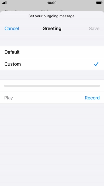 Press Record to start recording a personal greeting.