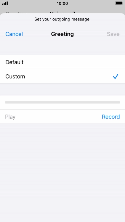 Press Record to start recording a personal greeting.