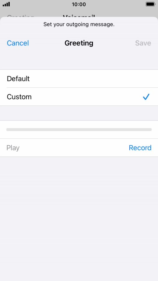 Press Record to start recording a personal greeting.