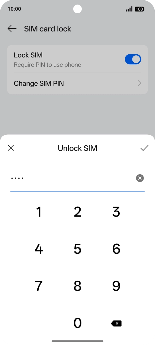 Key in your PIN and press the confirm icon. The default PIN is 1111.