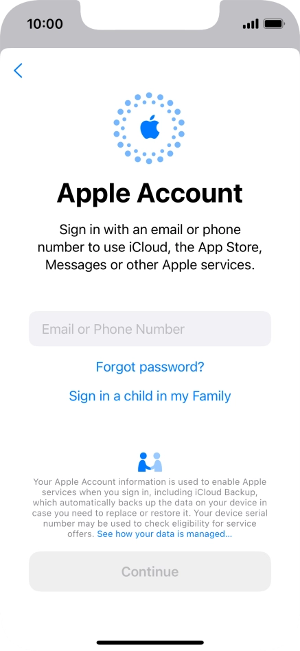 Press Email or Phone Number and key in the username for your Apple ID.