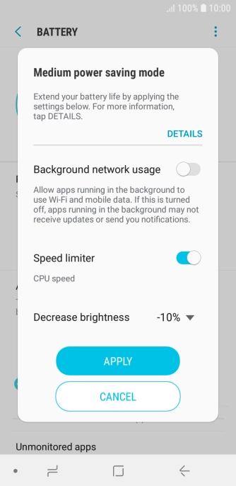 Press APPLY to turn on the function.