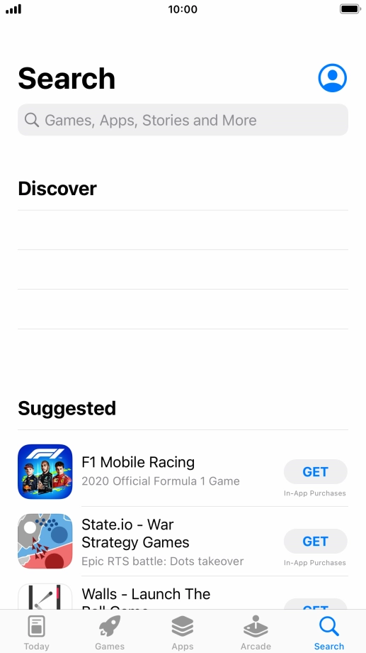 Press the search field and key in the name or subject of the required app.
