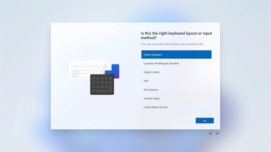 Click the required keyboard layout.