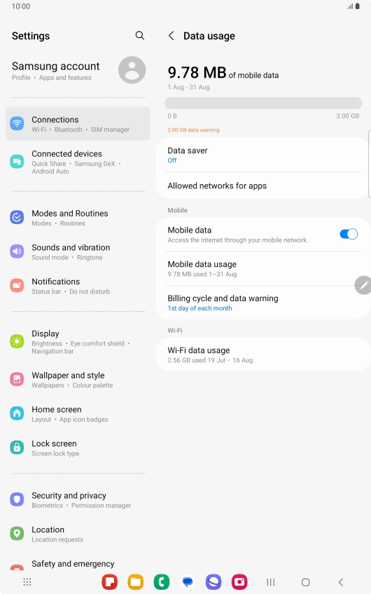 The total data usage is displayed.
