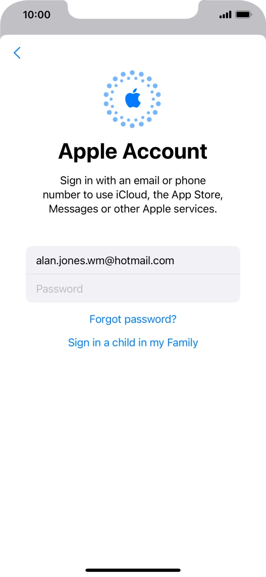 Press Password and key in the password for your Apple ID.