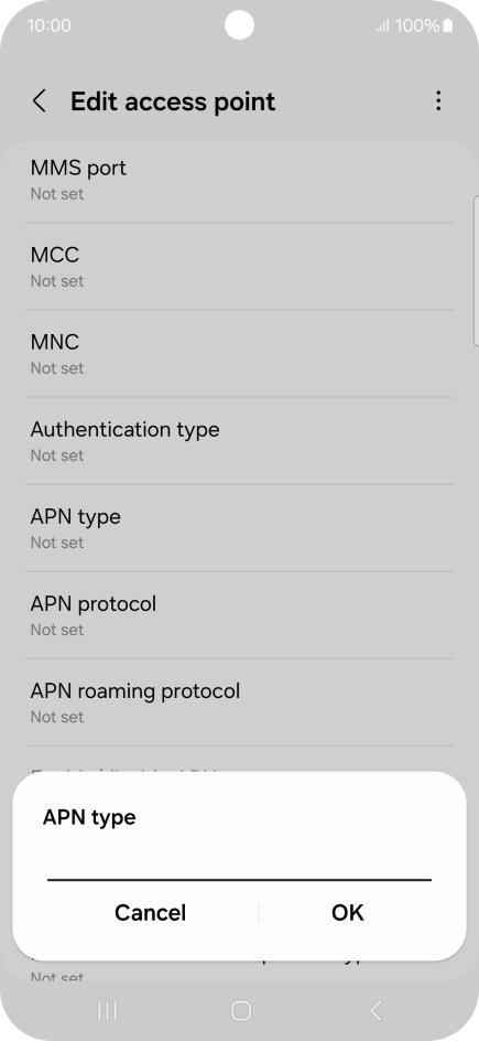 Key in default and press OK.
