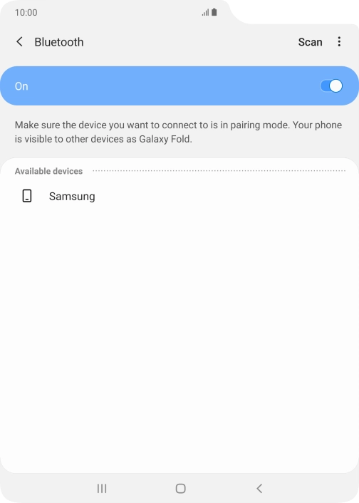 Press the required Bluetooth device and follow the instructions on the screen to pair the device with your phone.