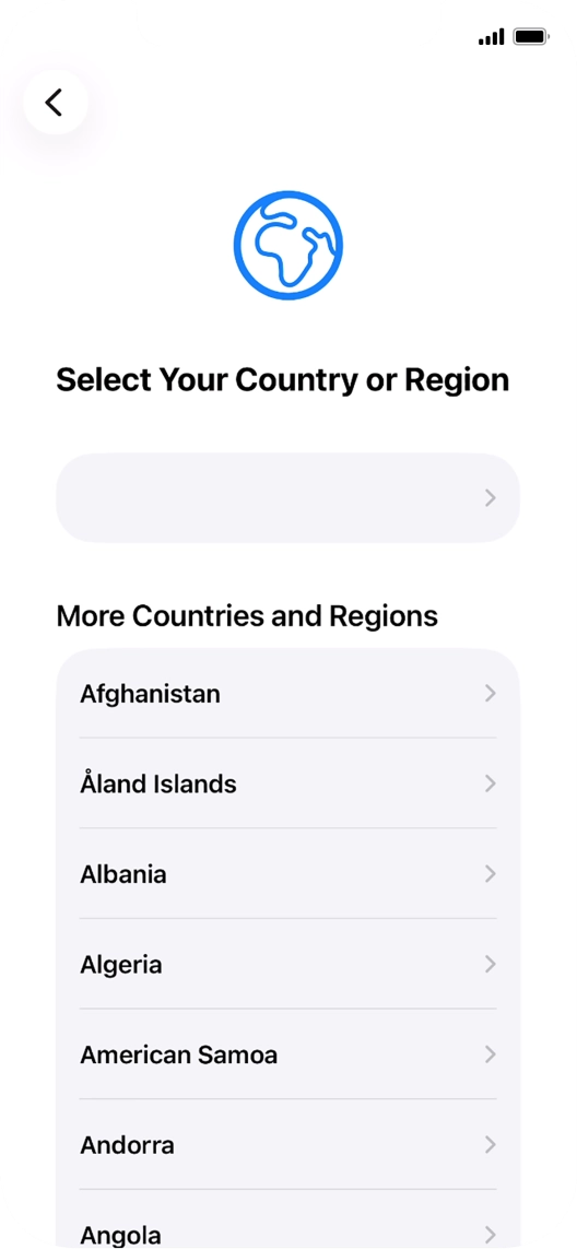 Press the required country or area.
