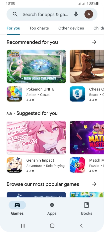 Press the search field.