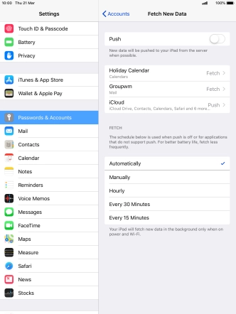If you turn off the function, press the required setting.