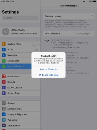 If Wi-Fi is turned on, press Wi-Fi and USB Only.