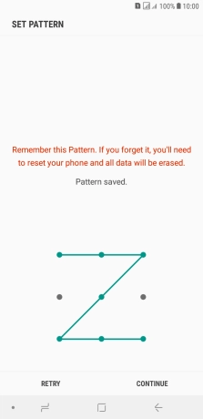 Slide your finger across the screen to connect at least four points and press CONTINUE.