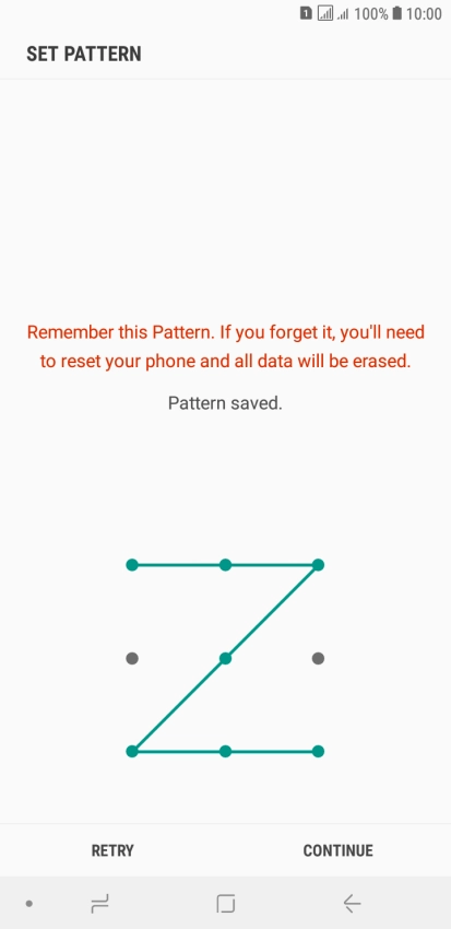 Slide your finger across the screen to connect at least four points and press CONTINUE.
