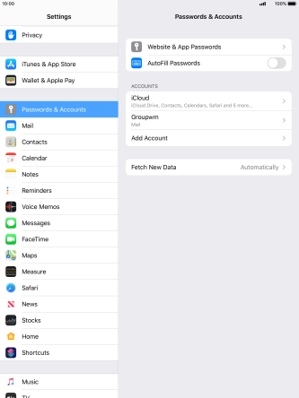 Press the name of the email account you've just set up.
