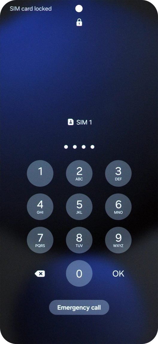 If your SIM is locked, key in your PIN and press OK. The default PIN is 1111.