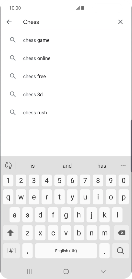 Key in the name or subject of the required app and press the search icon.