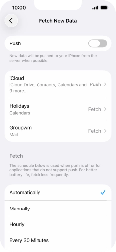 If you turn off the function, press the required setting.