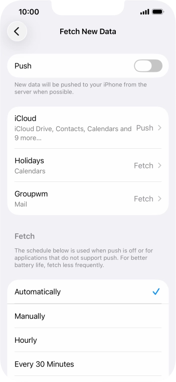 If you turn off the function, press the required setting.