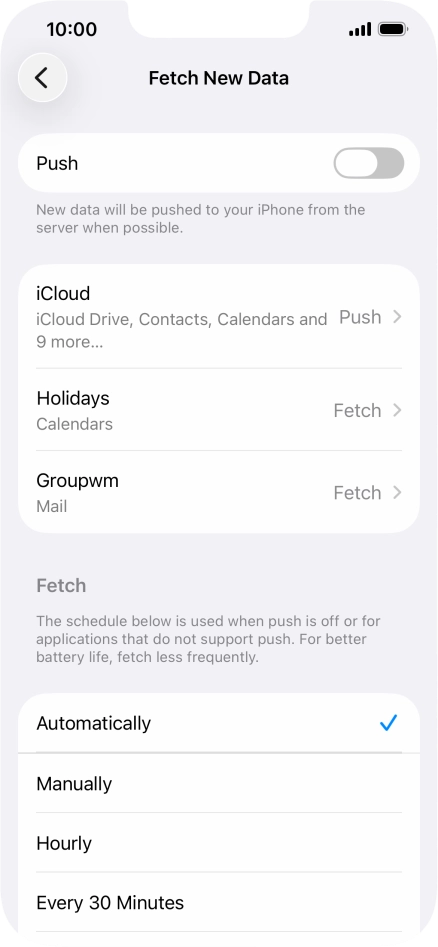 If you turn off the function, press the required setting.