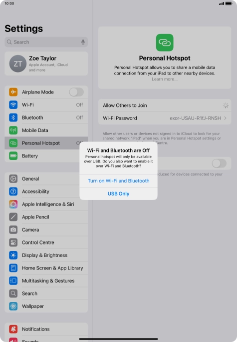 If Wi-Fi is turned off, press Turn on Wi-Fi and Bluetooth.