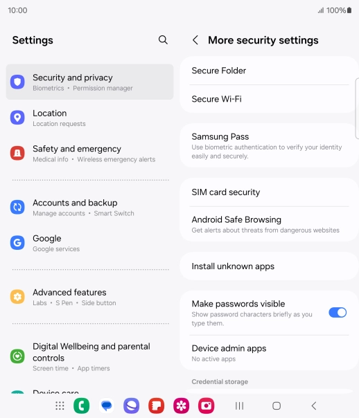 Press SIM card security.