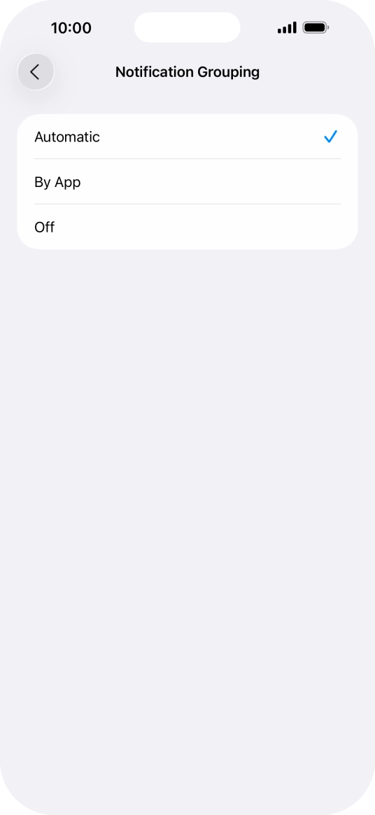 Press the required setting.