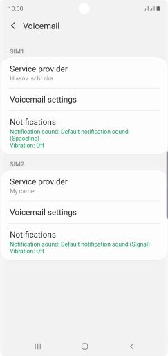Press Voicemail settings below the required SIM.
