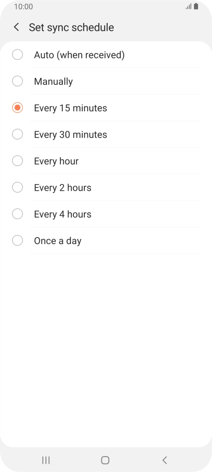 Press the required setting.