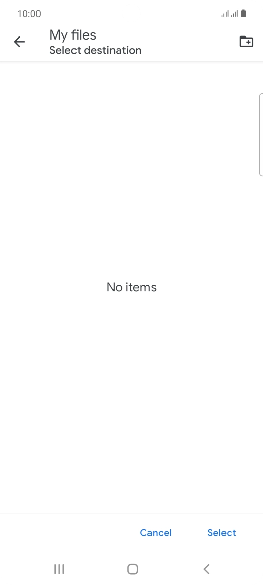 To create a new folder, press the new folder icon and follow the instructions on the screen to create a new folder.