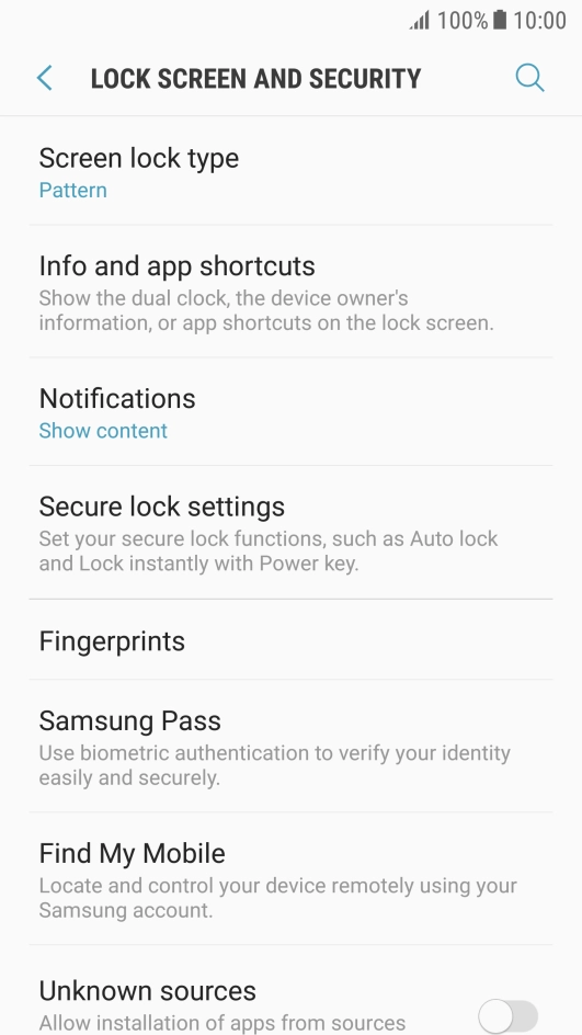 Press Screen lock type and key in the current phone lock code.