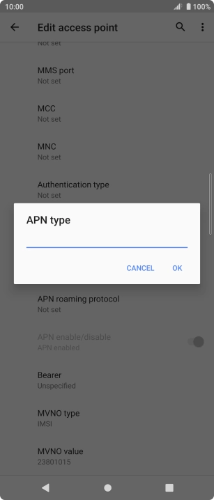 Key in default and press OK.