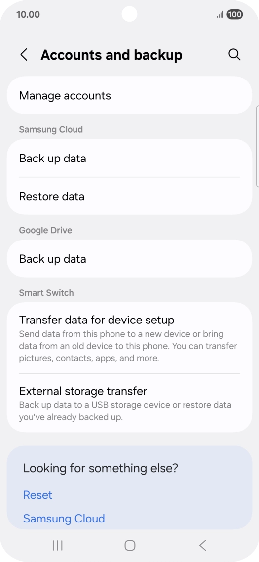 Press Manage accounts.