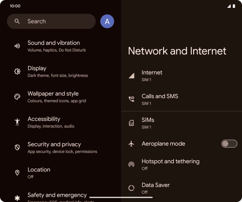 Press Security and privacy.