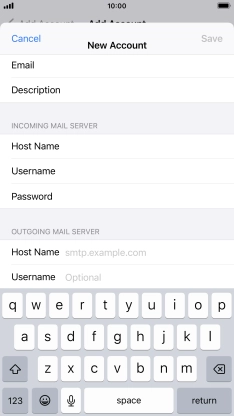 Press Host Name and key in the name of your email provider's outgoing server.