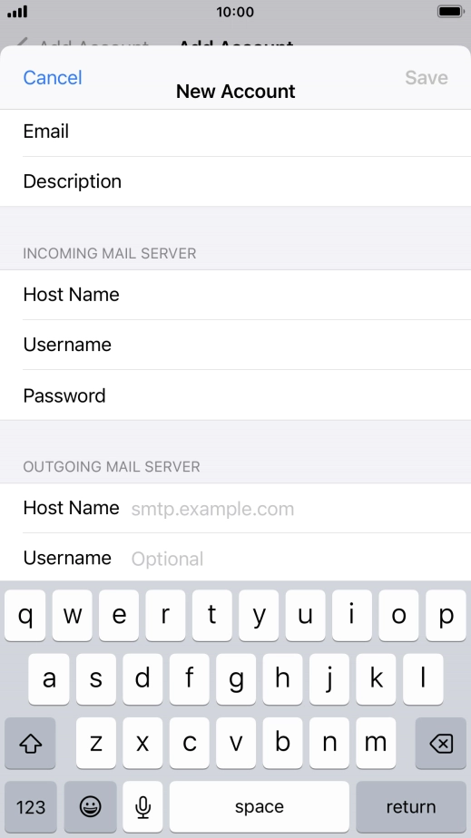 Press Host Name and key in the name of your email provider's outgoing server.