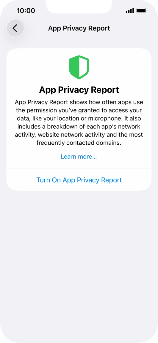 Press Turn On App Privacy Report to turn on the function.