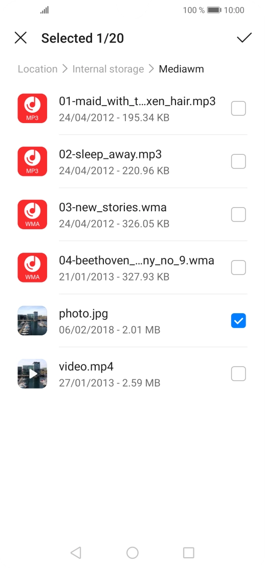 Press the confirm icon.