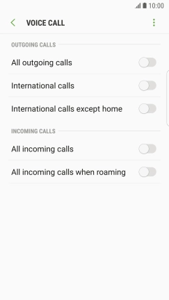 Press the indicator next to the required barring type.